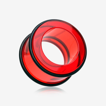 A Pair of Basic UV Acrylic No Flare Regs Ear Gauge Tunnel Plug-Red